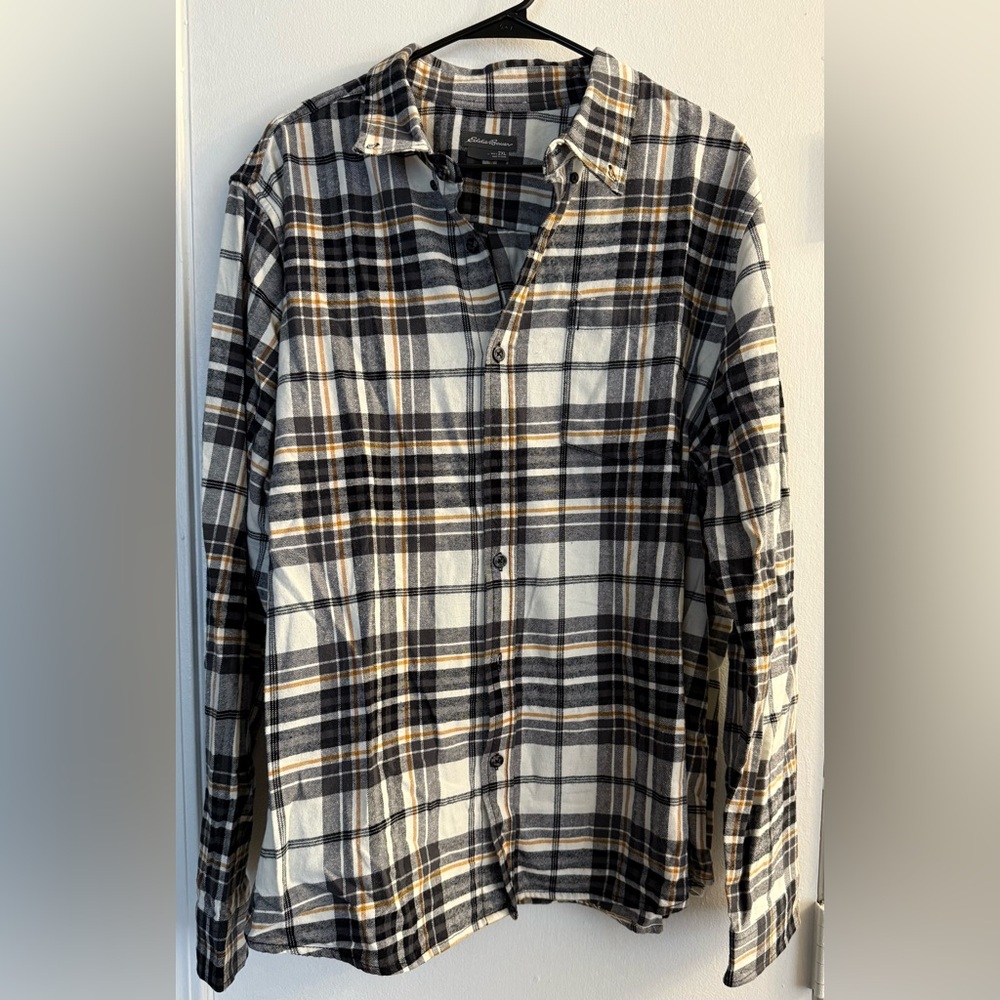 Eddie Bauer Black and White Plaid Casual Shirt